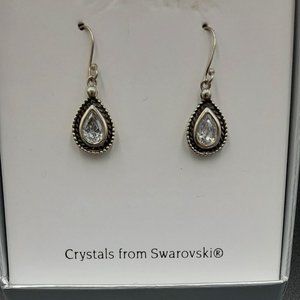 Swarovski Beautiful Sterling Silver Tear Drop Design with Enamel Earrings